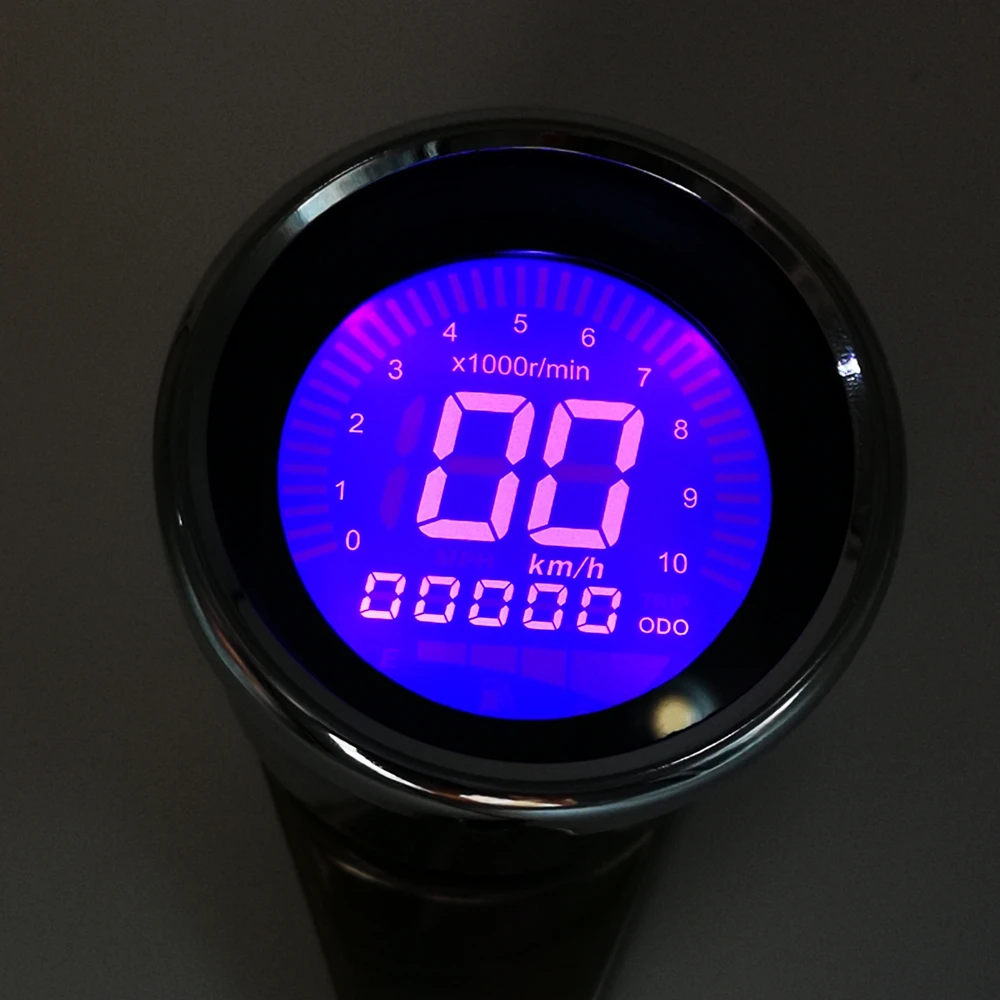 

Digital 12V Universal Digital Motorcycle Speedometer Odometer Tachometer Gauge fuel meter LED Indicator