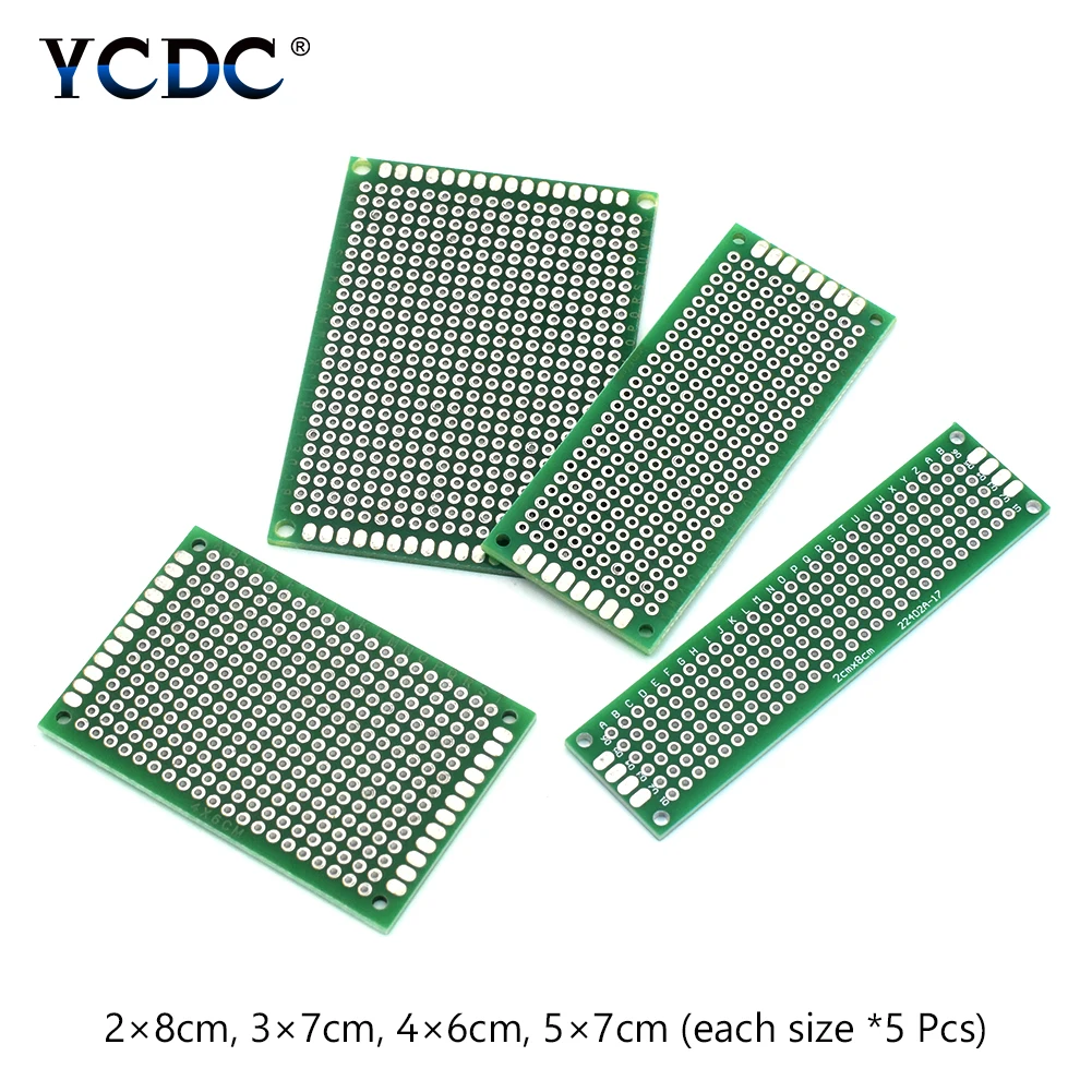 4 размера смесь PCB прото печатная плата двухсторонняя полоса макетная плата 20 шт