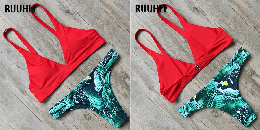 RUUHEE Green Bikini Swimwear Women Knotted Swimsuit Bikini Set Bandage Bathing Suit Hight Waist Bikinis Beachwear Biquinis