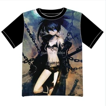 Envío Gratis Anime manga Negro Rock Shooter T-shirt Las Mujeres de Los Hombres Cosplay Camiseta de Malla Negro Tee 007