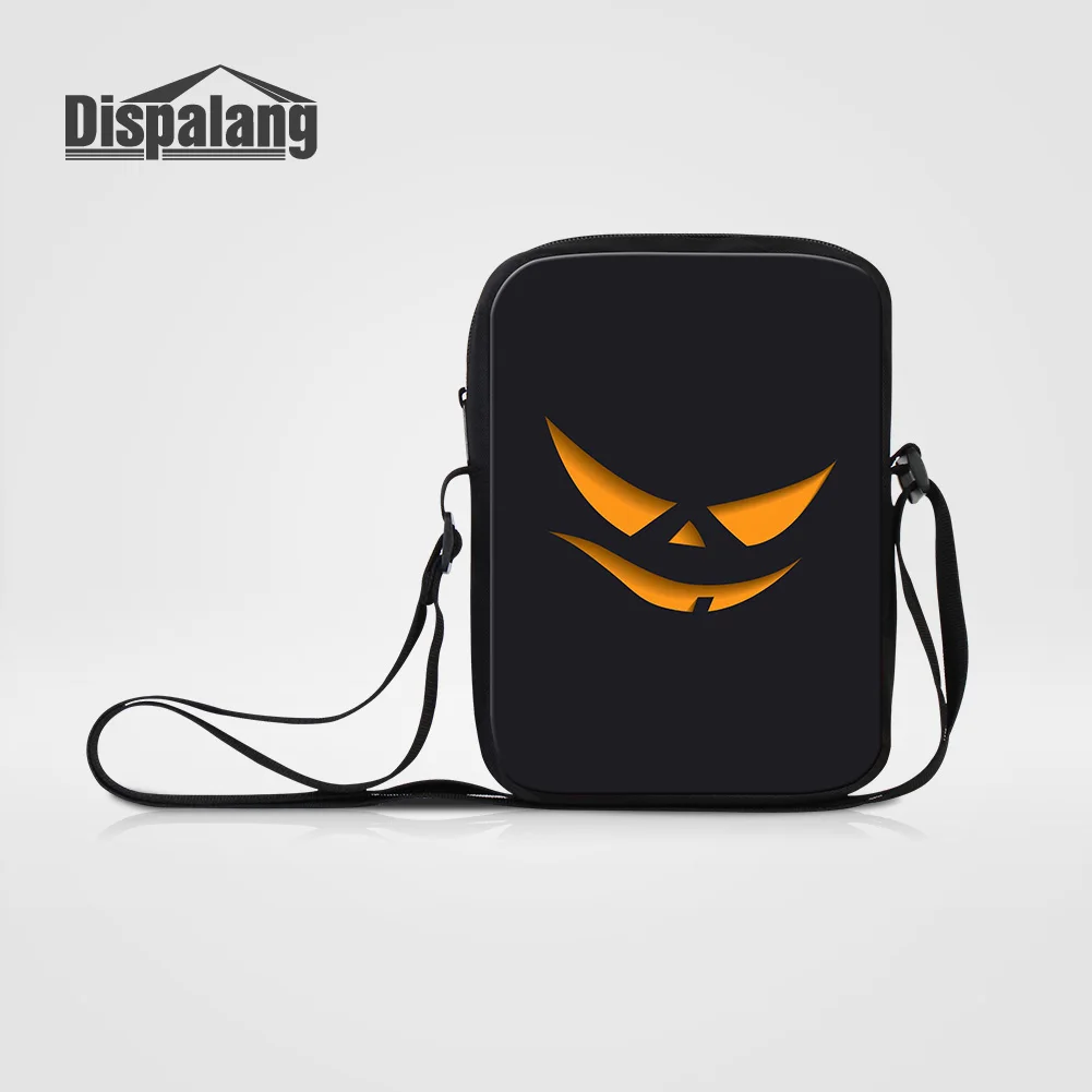 

Dispalang Unique Design Halloween Men's Crossbody Bags Skull Printing Mini Messenger Bag For School Children Small Bookbags Flap