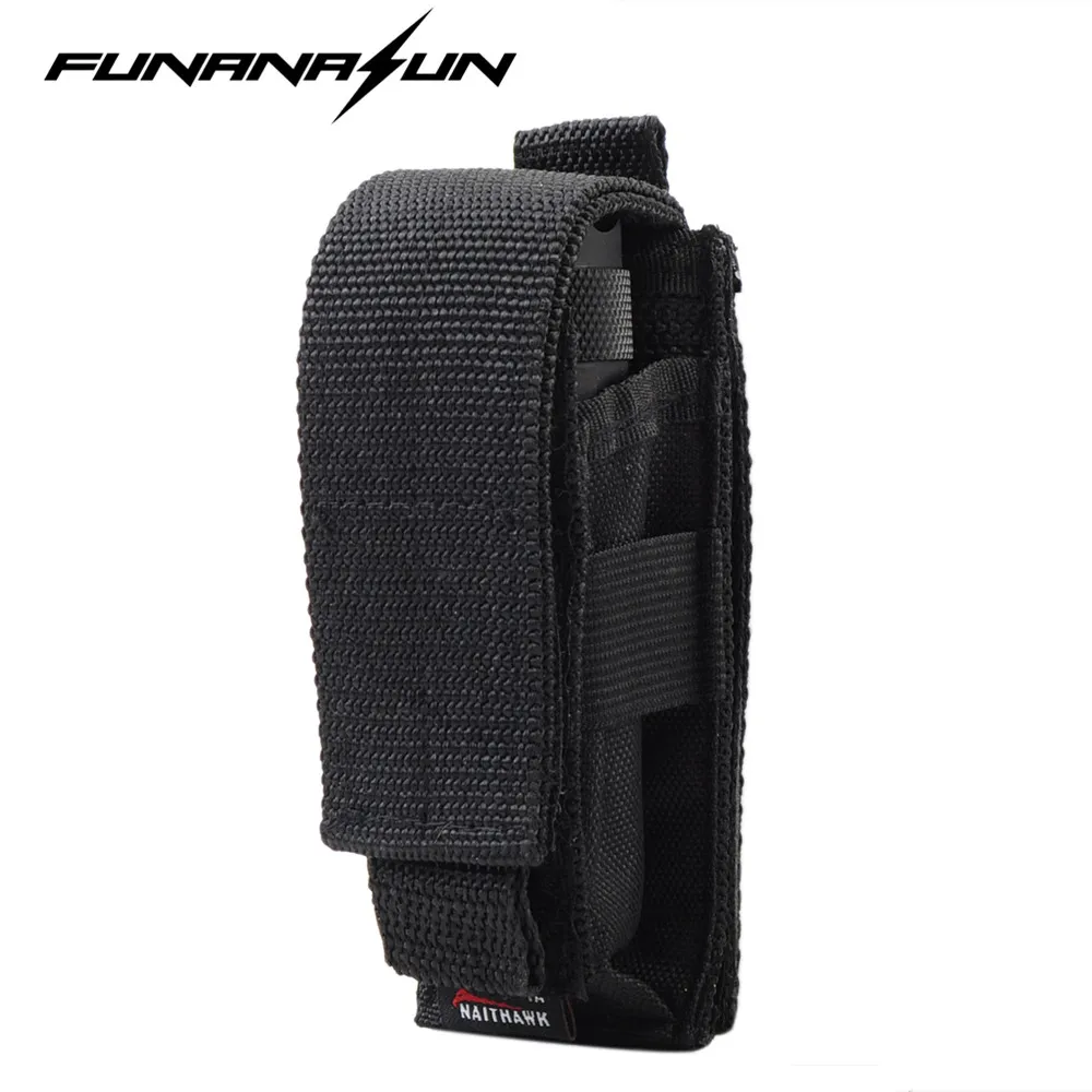 

Adjustable Flashlight Holster Pouch with Belt Tactical Hunting Multifunctional Led Torch Knife Holster Case BK