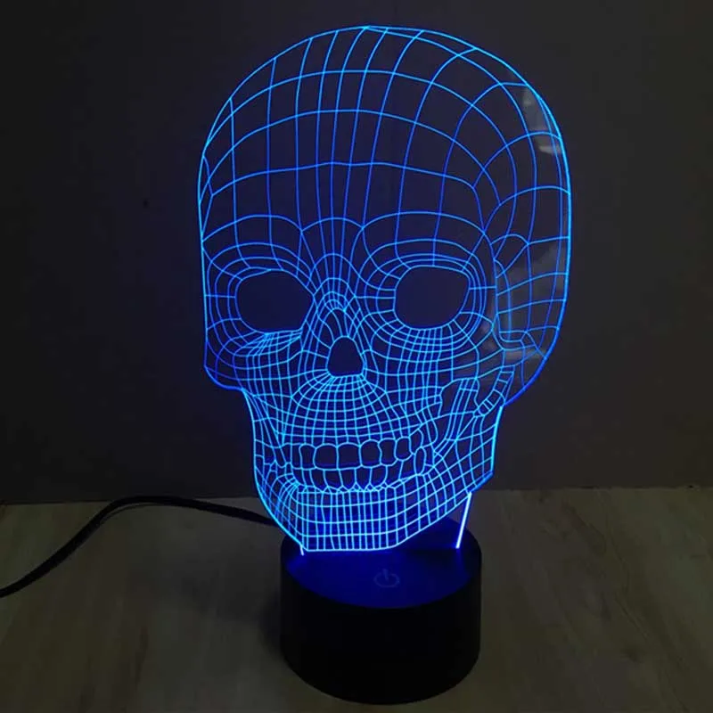 

Changeable Skull Head Night Desk Lamp Unbelievable LED 3D Illuminated Skull Illusion Light Sculpture Desk Skull Lamp Night HR