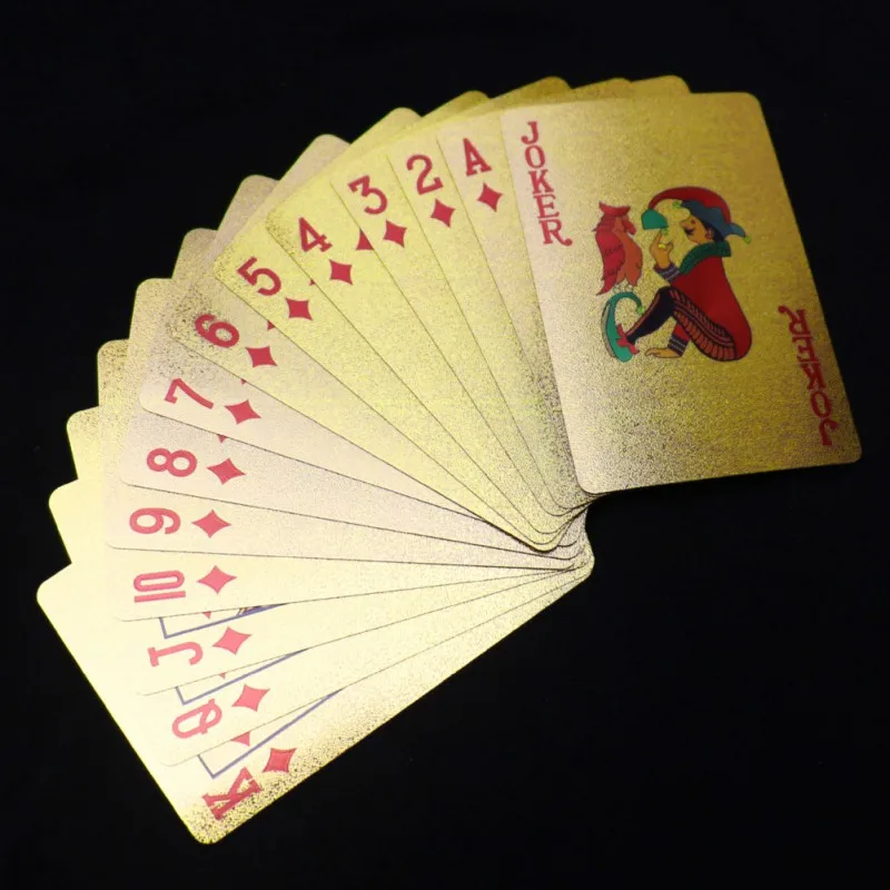 Goede Een Deck Goudfolie Poker Euro Stijl Plastic Poker Speelkaarten Waterdicht Kaarten Goede Prijs Gokken Board game GYH