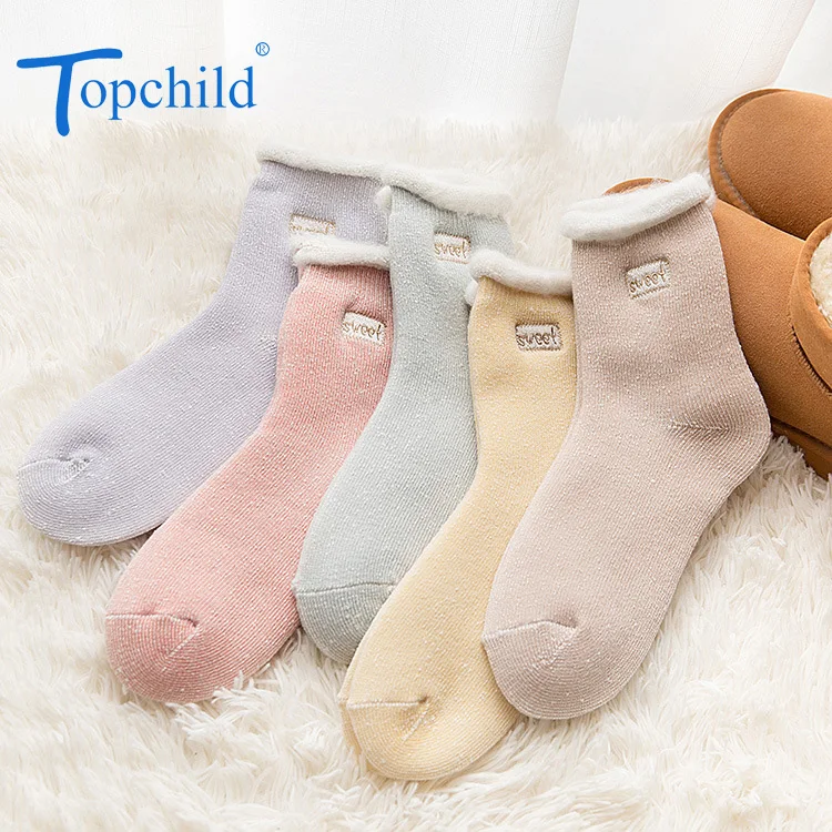 Topchild/счастливые носки с вышитыми буквами зимние толстые теплые женские