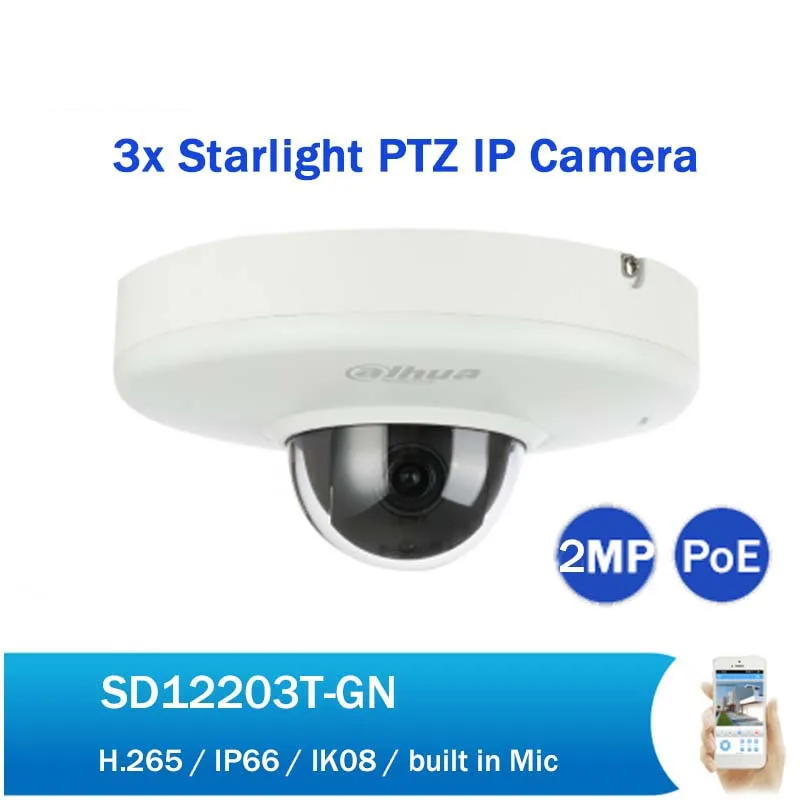 

DH SD12203T-GN Outdoor Waterproof 2MP 3x Starlight PTZ Network Camera support SD Card Two Ways Audio PoE Speed Dome IP Kamepa