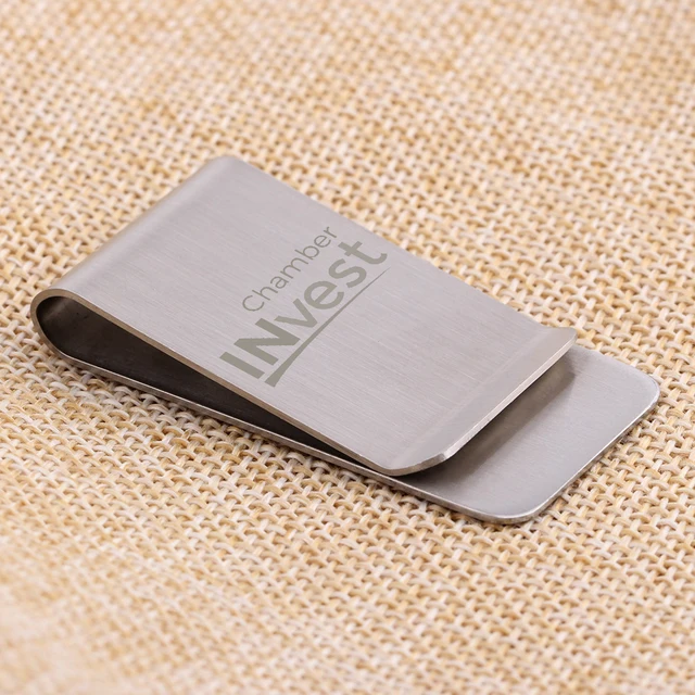 100x Custom Logo Engraved Silver Stainless Steel Slim Money Clip - 100x custom logo engraved silver stainless steel slim money clip wallet personalized credit card holder cash holder clip for men