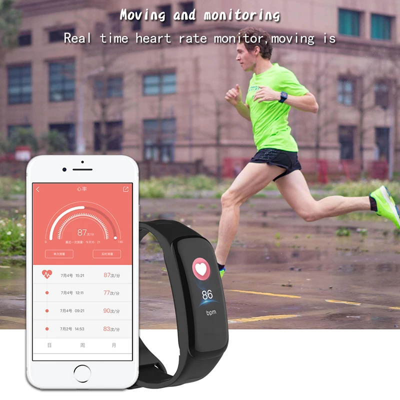 Bluetooth Смарт браслет C1S спортивный фитнес трекер монитор кровяного давления