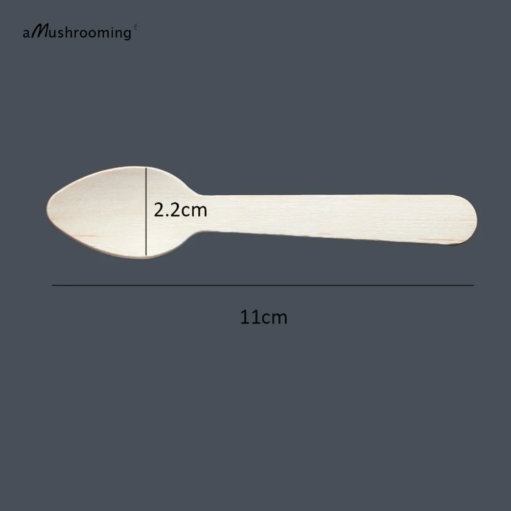 Perfect Custom engrave Cake Spoons Wholesale wooden tea spoon 11cm cutlery party disposable wedding restaurant and pub 2