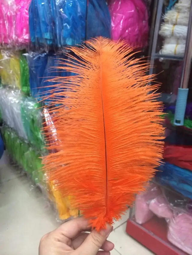 

Wholesale feathers! 10pcs high quality orange ostrich feathers, 8 ~ 10 "/ 20 ~ 25 cm feather wedding DIY decoration