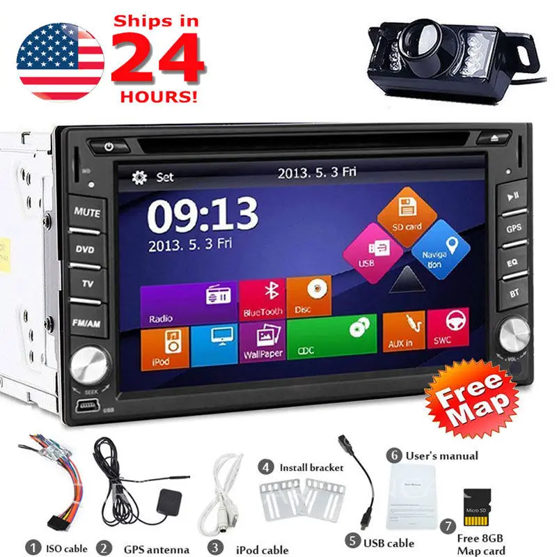Backup Camera + 6.2" HD Double 2 Din Car Stereo Radio DVD