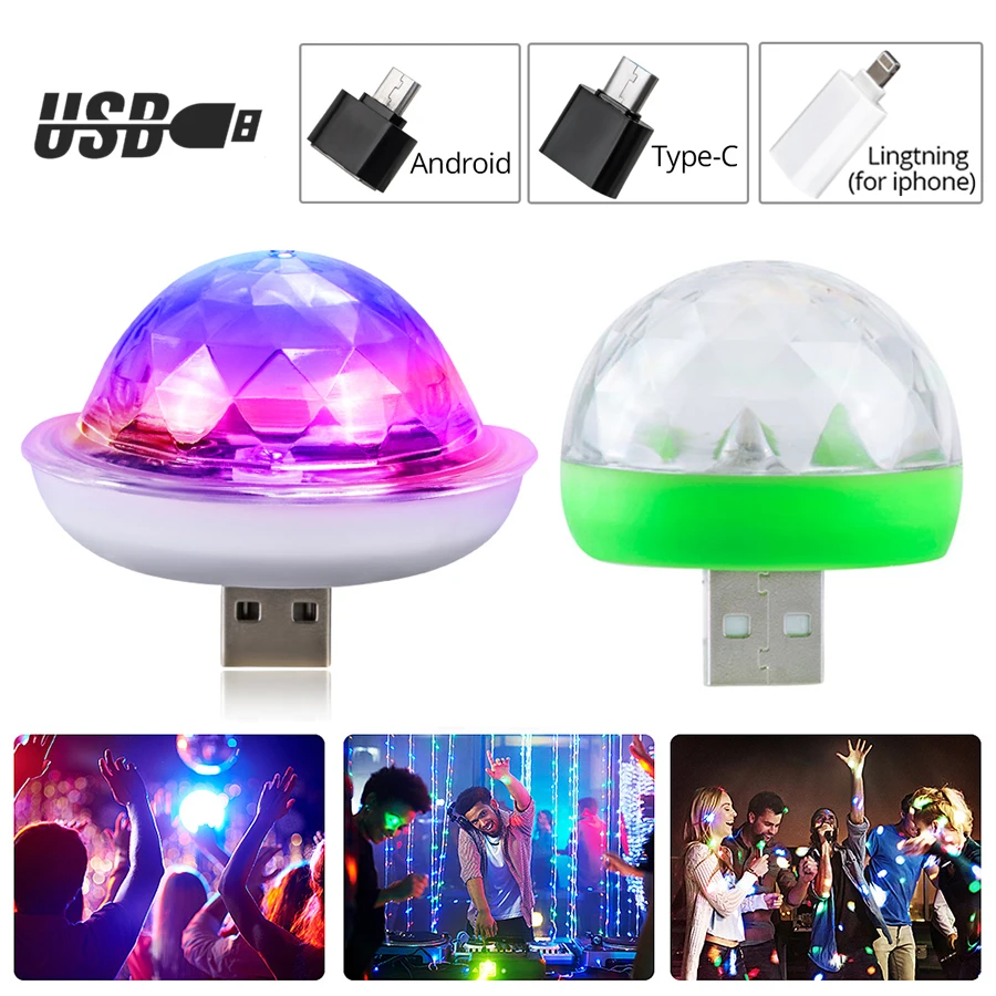 

EeeToo USB Disco Ball Light LED Portable Sound Party Lights DC 5V Crystal Magic Ball Colorful Effect Mini Stage Light DJ Lamps