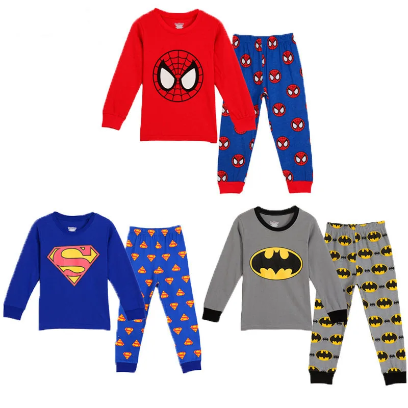 Autumn brand Superman girls boy Pajamas kid clothes sets