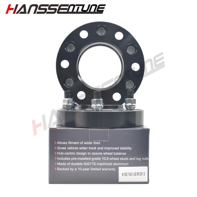 

HANSSENTUNE 4PCS 30mm Black Anodized aluminum wheel spacer adapter 6x139.7/6x5.5" 93.1CB for Ranger