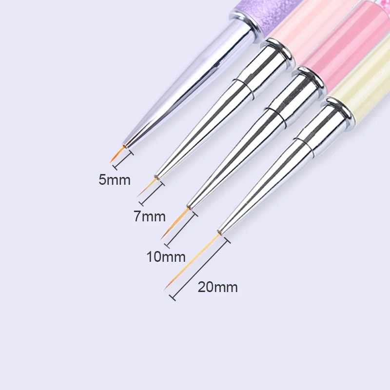

1Pc Colorful Bead Handle UV Gel Liner Brush with Cap 5mm-20mm Painting Drawing PenManicure Nail Art Tool