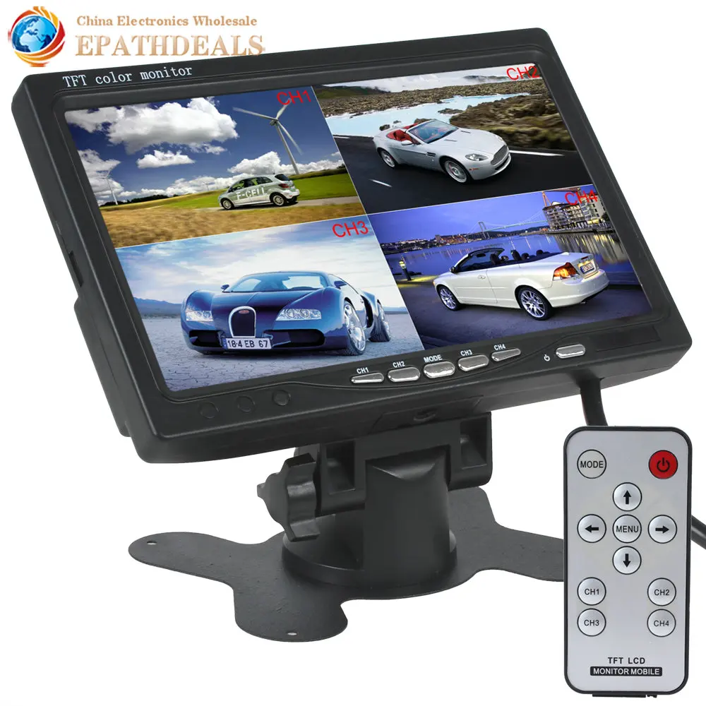 7 Inch TFT LCD Auto Car Rear view Rearview Monitor 4 Video Input + Automatic Identify Input Signal with Stand-alone Headrest 7 Inch TFT LCD Auto Car Rear view Rearview Monitor 4 Video Input + Automatic Identify Input Signal with Stand-alone Headrest
