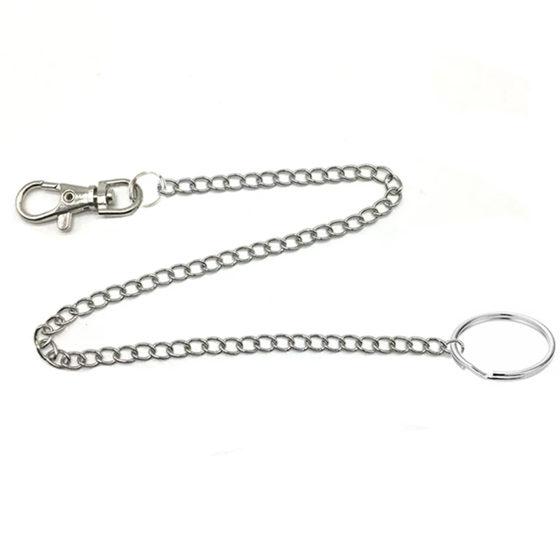 

42cm Long Metal Wallet Chain Rock Punk Hipster Key Chain Pant Jean Keychain Ring Clip Keyring Key Chains HipHop Jewelry
