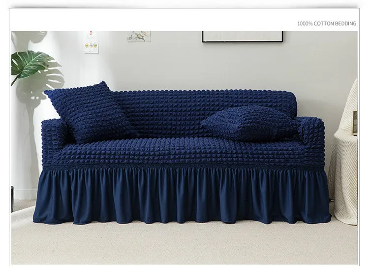 Взрывной тканый пузырьковый плед все включено диван-чехол стрейч диван Подушка Диван-чехол полное покрытие - Цвет: Синий