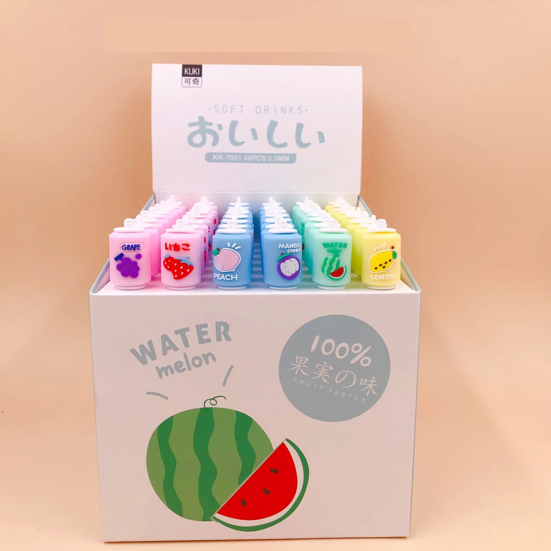

48pcs/lot Creative stationery gel pen fruit platter creative drink soda juice silicone 0.5mm quick-drying student school pens
