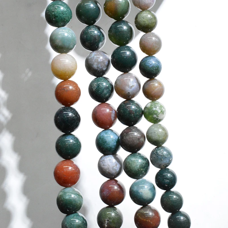 

FLTMERH-Wholesale 4/ 6/ 8/10/12 Mm Natural Polish India Agat Stone Beads for Jewelry Making DIY Bracelet Necklace Strand 15'