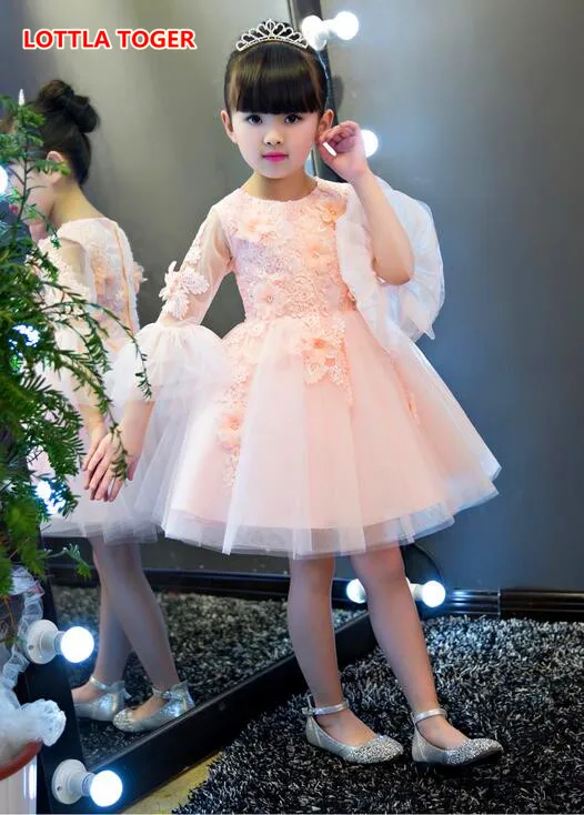 Flower Petal Girls Dresses Summer 2017 children Tutu Princess Dresses For Girls baby Girl Party Dress
