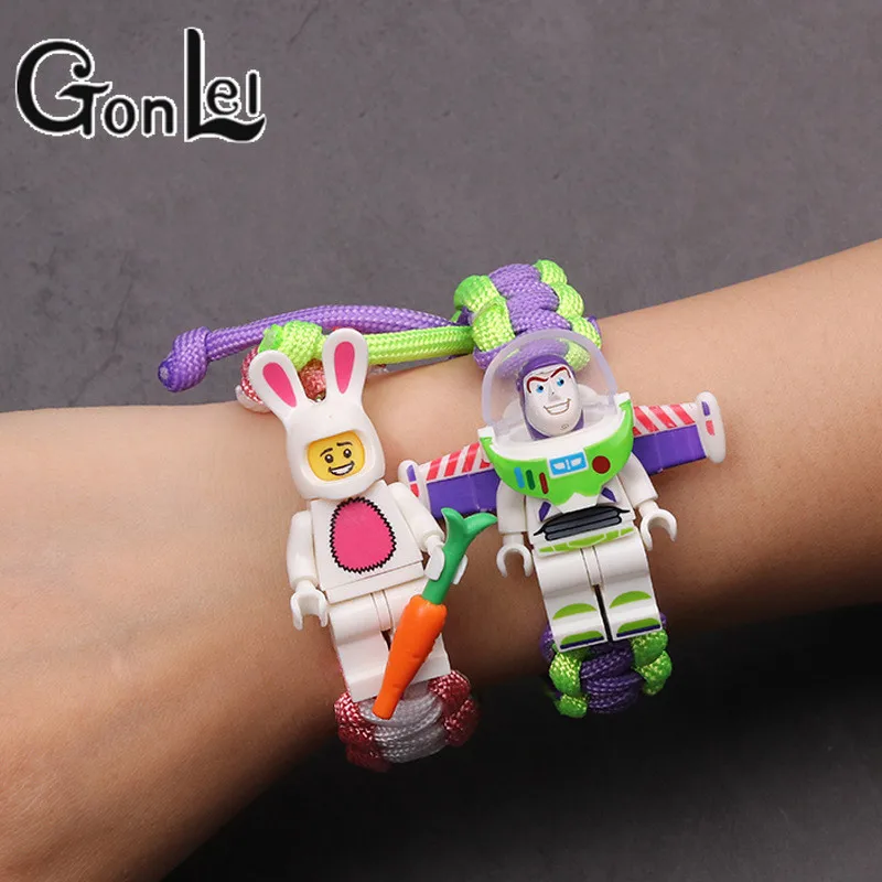 

Buzz Lightyear Bracelet Handmade Figure Super Hero Iron Man Batman Darth Vader Chicken Unicorn Panda Building Blocks Bricks Toys