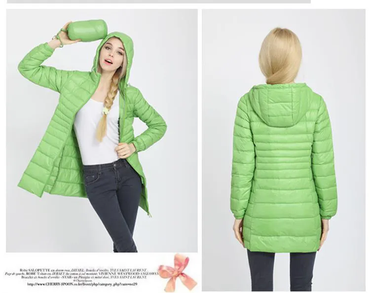 New Winter jacket Woman's Outerwear Slim Hooded Down Jacket Woman Warm Down Coat Women Ultra Light White Duck Down Parkas W00785