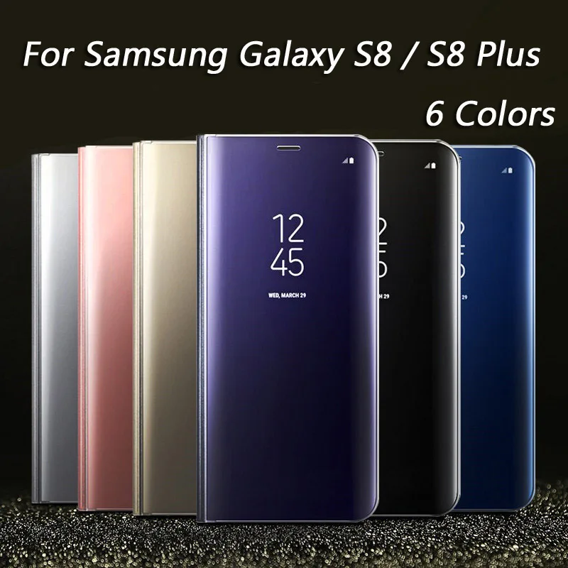 

S10+ Mirror Case For Samsung Galaxy S8 Plus Case Leather Smart Clear View Flip Stand Cover S10+ S9 Plus S7Edge S8+