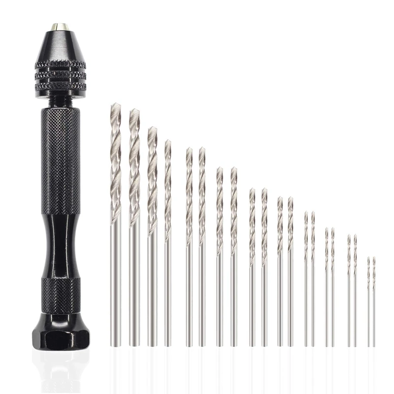 Juego 11 Brocas Mano Para Madera - Taladro Manual Con 10 Brocas Espirales (0,8-3,0 Mm), Mini Taladro