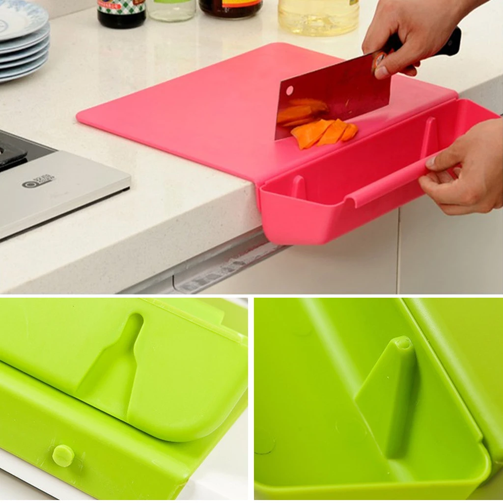 

2 In 1 Foldable Practical Cutting Board Creative Non-slip With Storage Basket Box For Kitchen Tool Cooking Camping Antibacteria