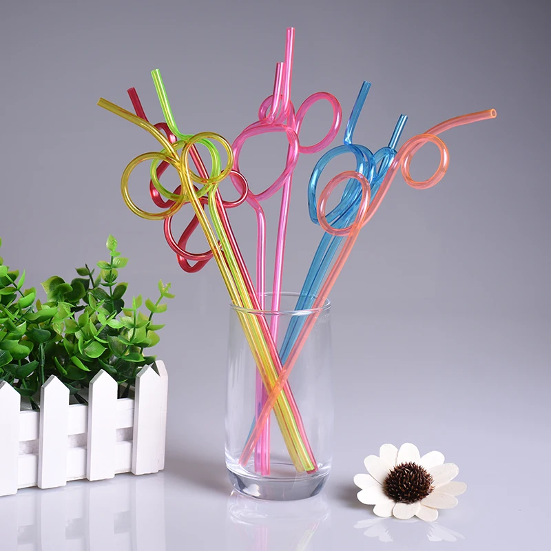 100pcs Colorful Children Kids Twisted PVC Style Drinking Straw Summer