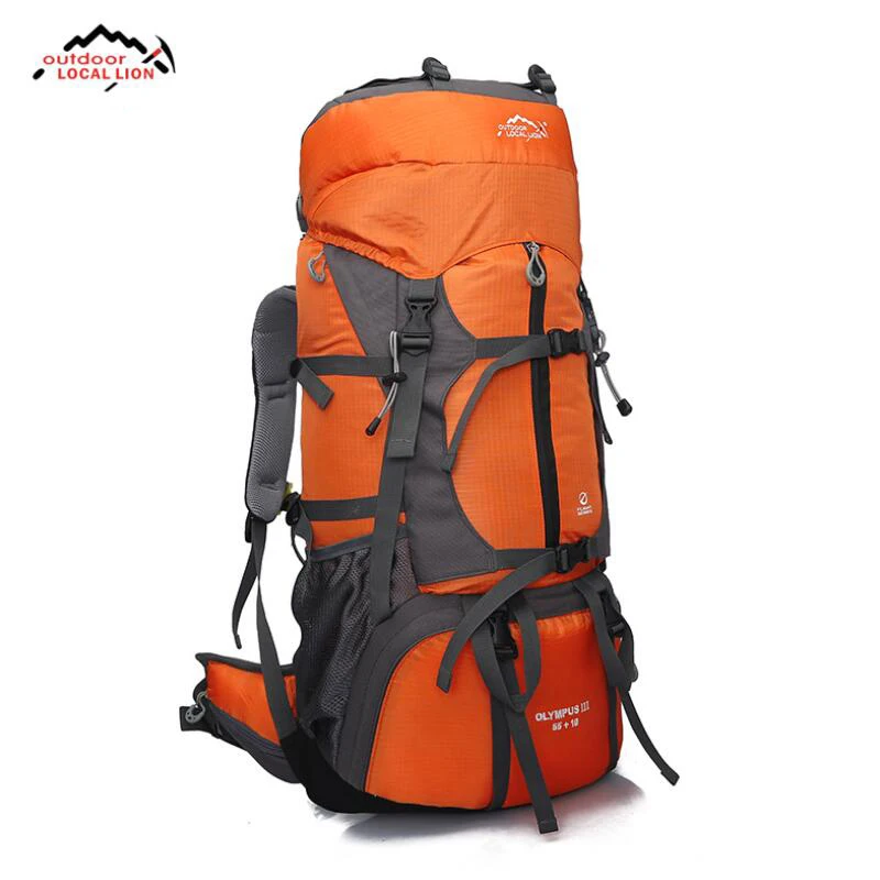 Местный лев 65л туристический походный рюкзак Водонепроницаемый Профессиональный походный спортивный рюкзак открытый рюкзак альпинистский рюкзак - Цвет: Orange