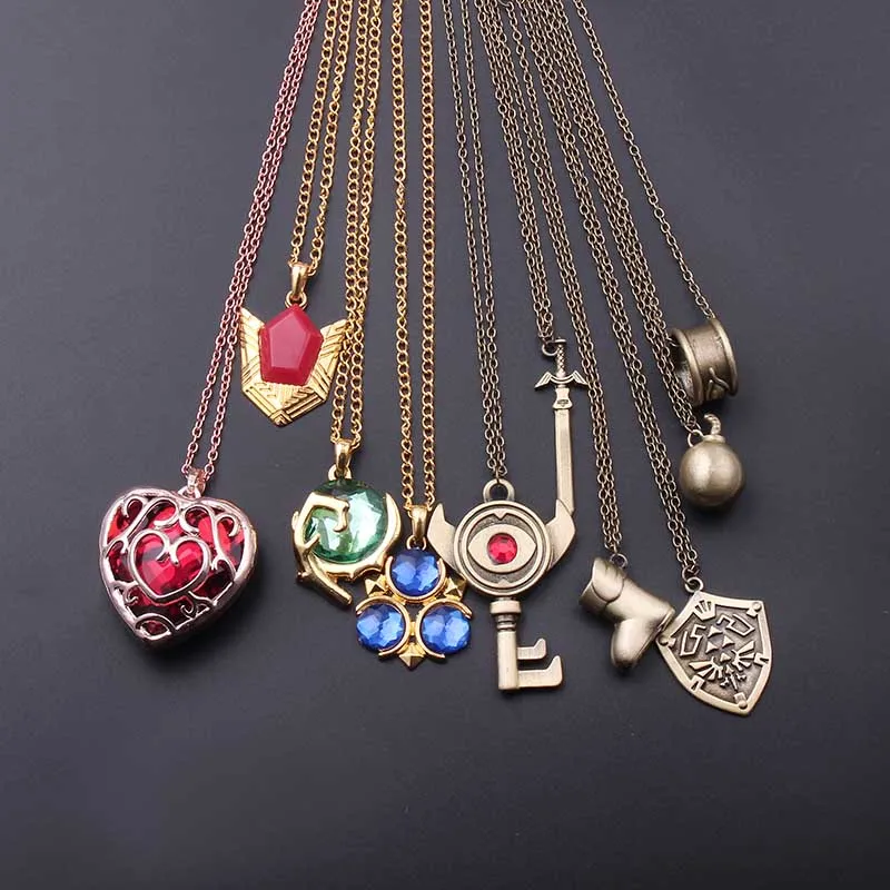 

The Legend of Zelda Pendant Necklaces Evil eye Key Collana a Forma di cuore Heart Necklaces & Pendants For Fans Colar Masculino
