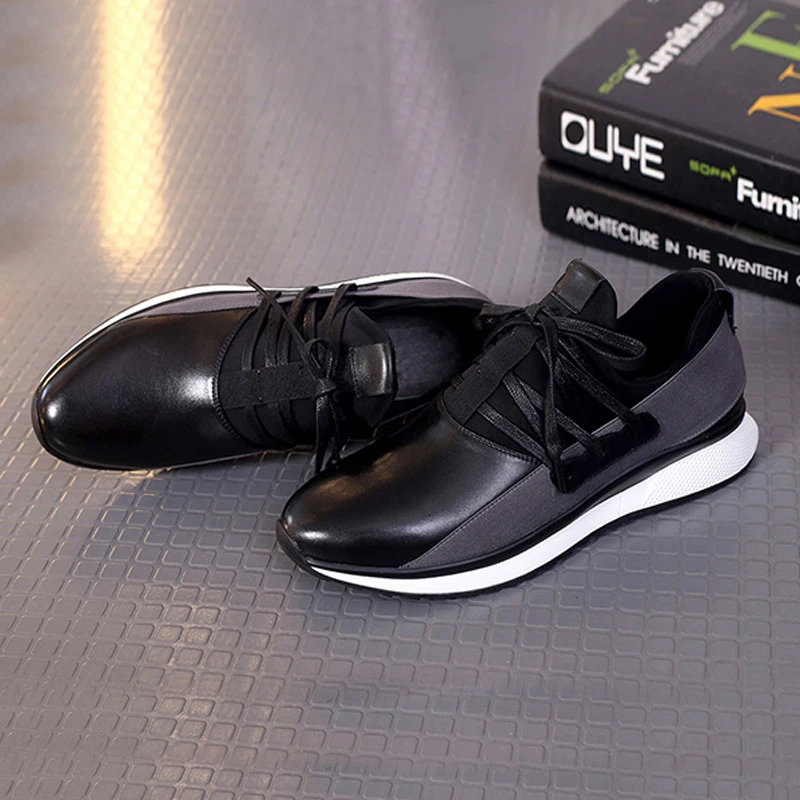 Hombres Británico Cuero 2018 Diseñador Casuales up Mycolen Encaje Negro Zapatos Zapatillas Pisos Genuino Estilo De Lace Hasta Moda YEdqU