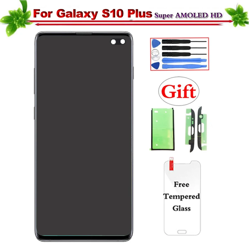 

Super Amoled for Samsung Galaxy S10 Plus G9750 G975U G975A G975F LCD Display Touch Screen Digitizer Assembly Replacement