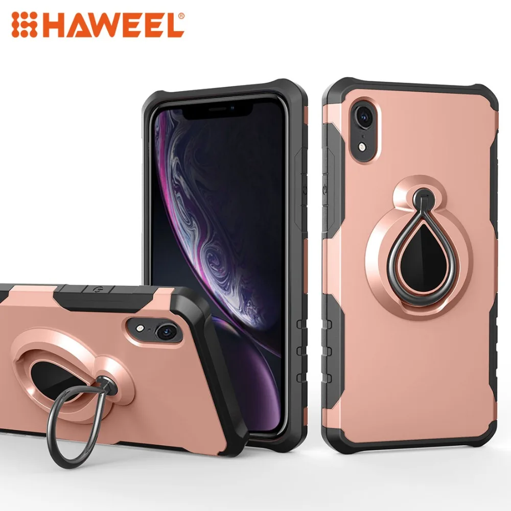 

HAWEEL Magnetic Detachable Dropproof Protective Back Cover Case with Raindrop Shape Ring Holder for iPhone XR / XS / XS Max