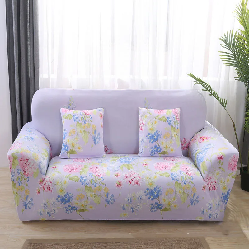 

WLIARLEO Printed All-inclusive Sofa Cover Elastic Stretch Couch Covers Pastoral shaped Sofa Slipcover Corner Pink copridivano