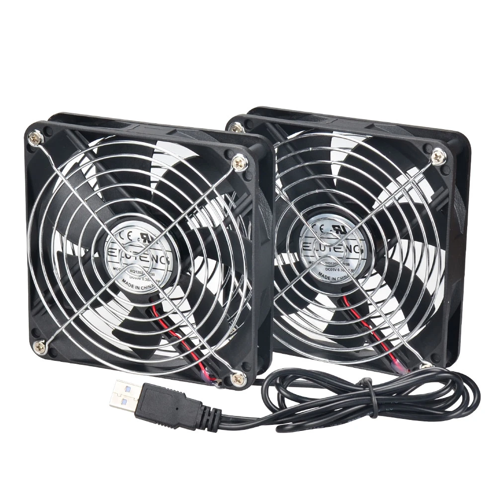Eluteng Usb Cooling 120mm Fan Silent 12cm Dual Fans Powered By Usb