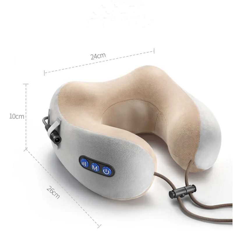 Памятная хлопковая u-образная подушка для шеи для умного массажа сон в путешествиях с вибрационным массажем