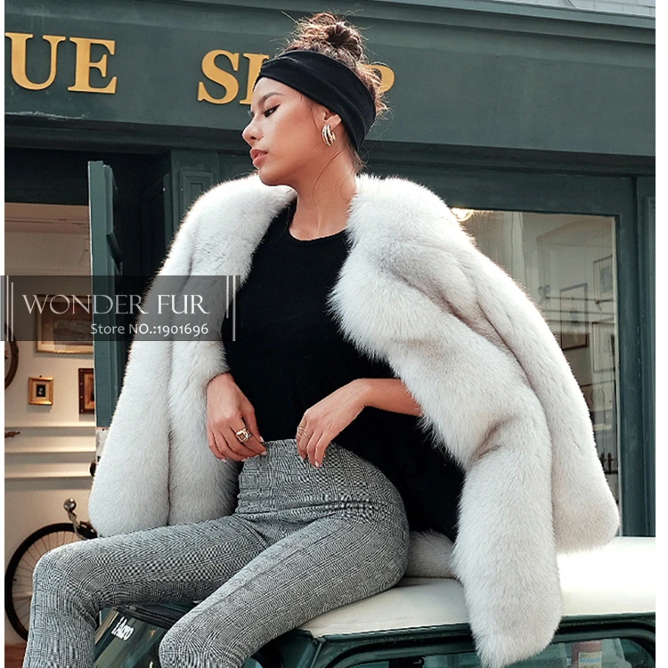 КЛАСС Стиль импорт финский лисий мех куртка женская привлекательная натуральный Лисий мех пальто Сага мех зимняя теплая меховая одежда натуральный белый