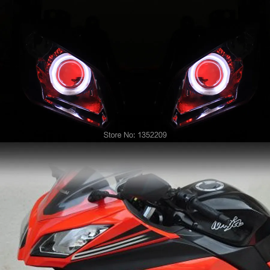 Фара для мотоцикла HID фара в сборе красный глаз ангела подходит 2013 2015 Kawasaki Ninja 300