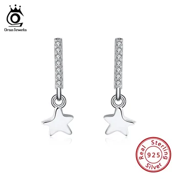 

ORSA JEWELS Genuine 925 Sterling Silver Women Earrings Star Shape Romantic Style AAA Dazzling CZ Female Party Jewelry Gift SE116