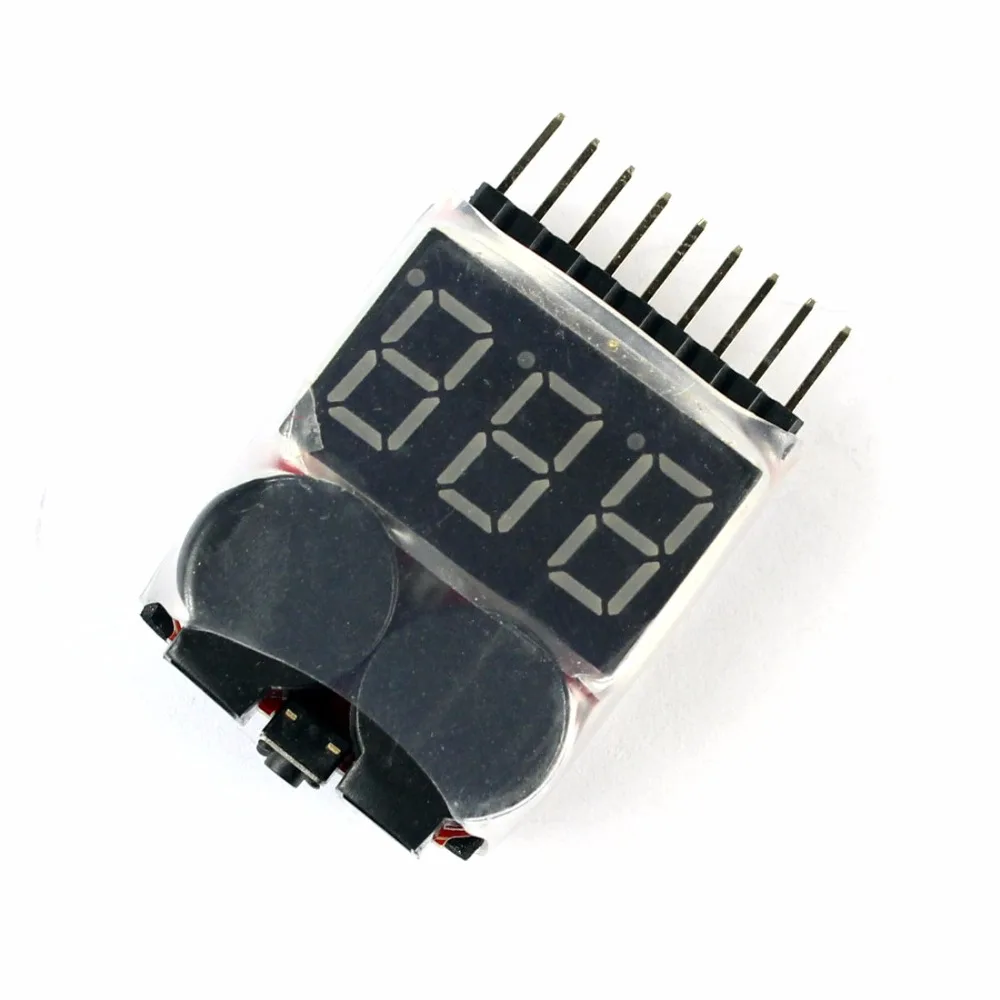 

Lipo Battery Voltage Tester Volt Meter Indicator Checker Dual Speaker 1S-8S Low Voltage Buzzer Alarm 2in1 2S 3S 4S 8S +FS F00872