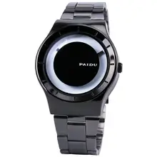 Hommes D’origine Quartz Montre-Bracelet de L’aviation En Aluminium Placage Inoxydable-acier Bande Abstraite Conception Cadran Rond Minimalisme + BOÎTE
