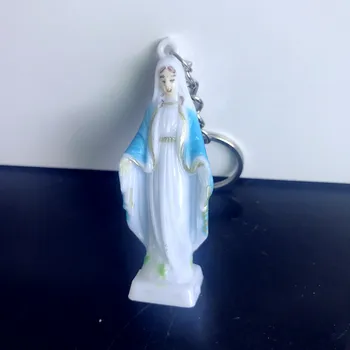 

62*25mm Catholic plastic blue Maria key chain. Plastic Paris Virgin Mary Keychain, Plastic Virgin Mary. Key ring holder medal.