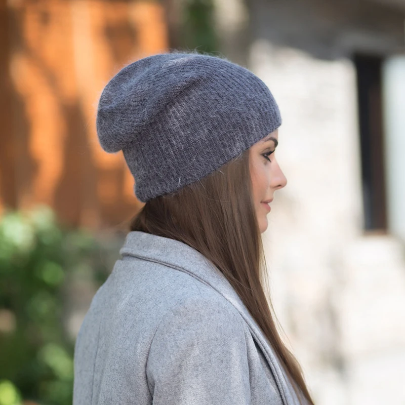 BEFORW Красное вино Белое синее кофе Серый шапка женская Кролик Мех Beanie шапки женские зимние вязаный шерстяной Шапка женскаяОсенние дамы шапки женские зимние кепка