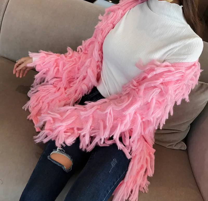 

Spring and Autumn New Women's Fringe Sweater Jacket Loose Cute Sweet Cardigan Sweater