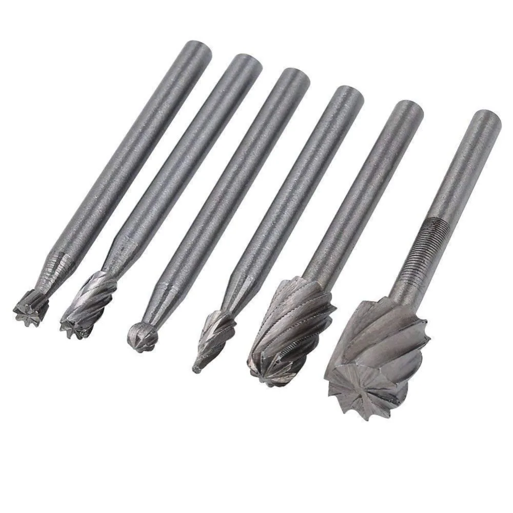 6 Pieces HSS Routing Router Drill Bits Set Carbide Rotary Burrs Tools