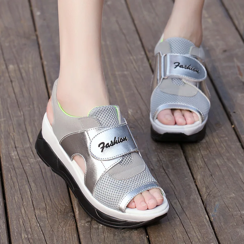Г., модные летние женские сандалии Повседневная дышащая обувь из сетчатого материала женские удобные босоножки на танкетке и платформе, 8090W