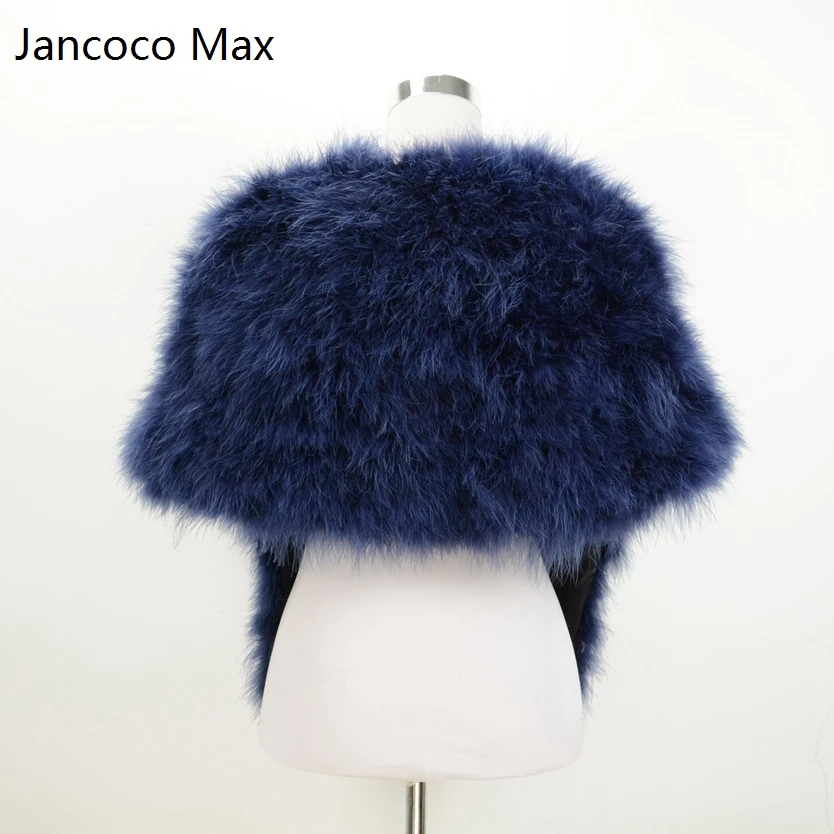 Женское пончо из страусиного пера Jancoco Max Модная стильная шаль натурального меха